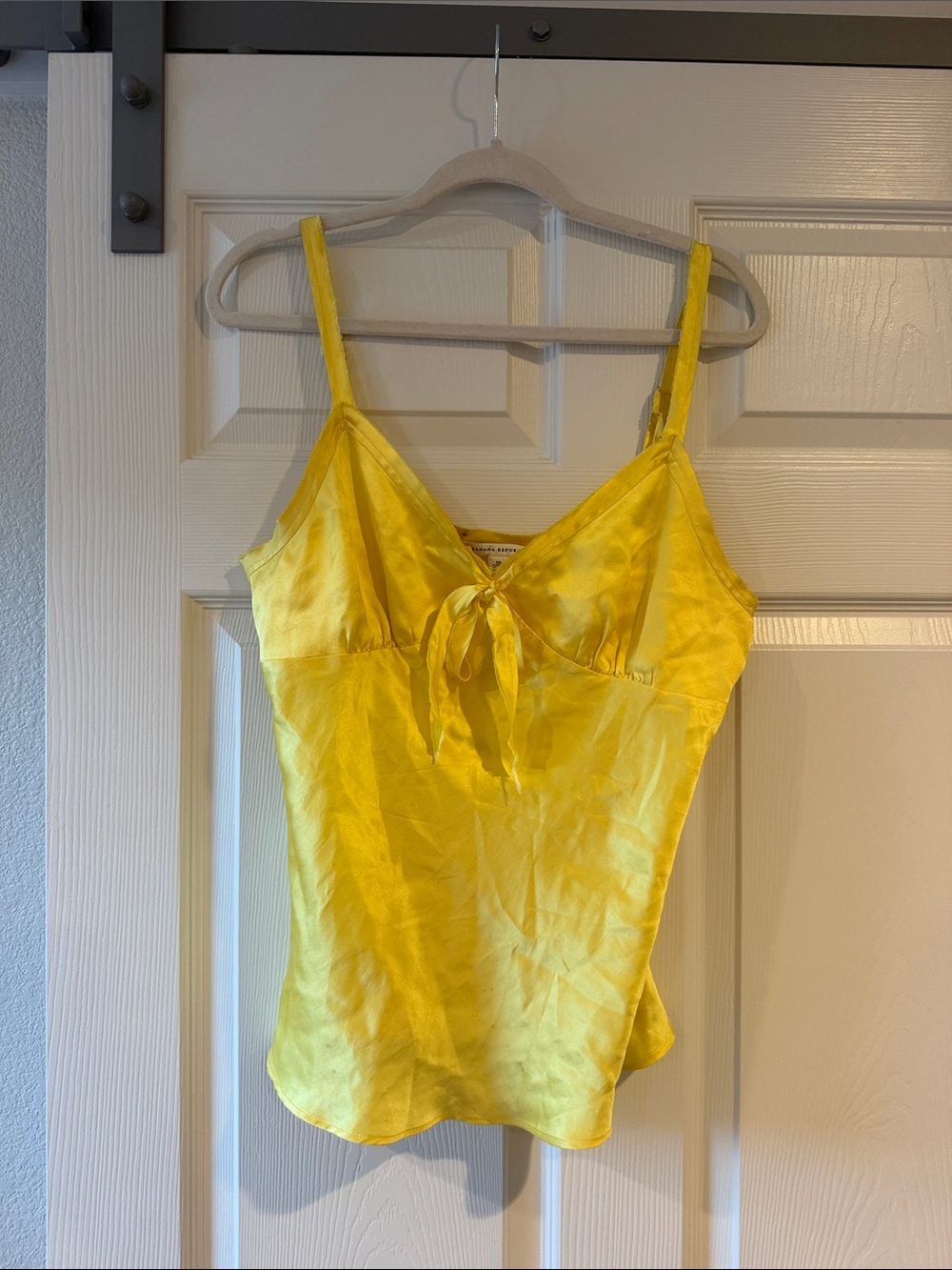 Banana Republic Yellow Satin Tie-Front Cami Tank